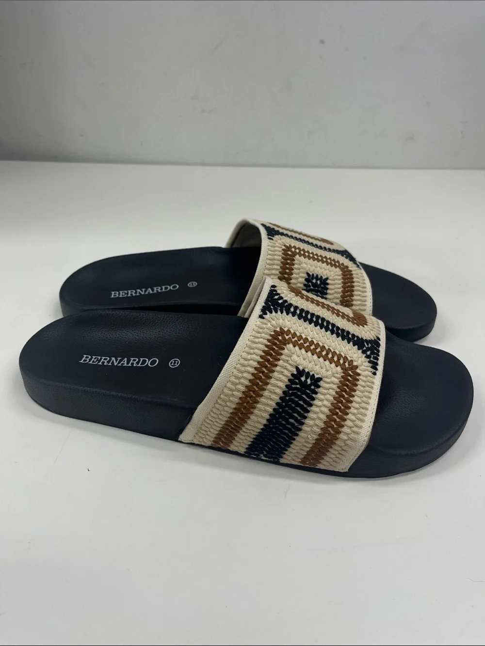 New Anthropologie Bernardo Reese Slide Sandal in Black Multi Size 11